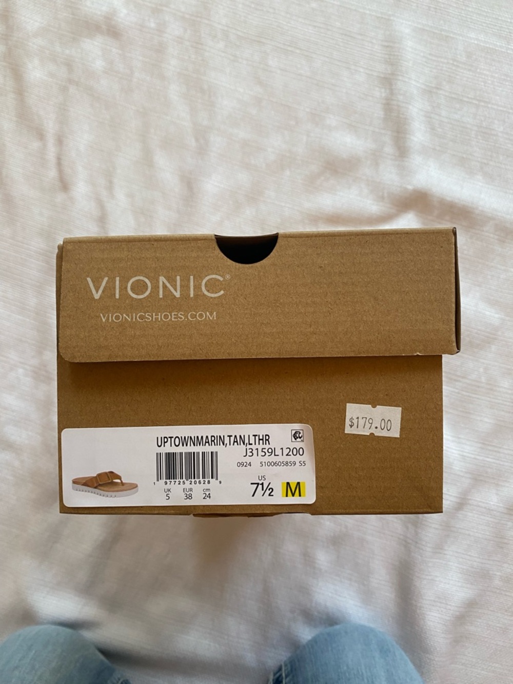 Vionic Uptown Marin Womens Platform Thong Orthopedic Sandal Tan Leather NIB 7.5M - Picture 8 of 11